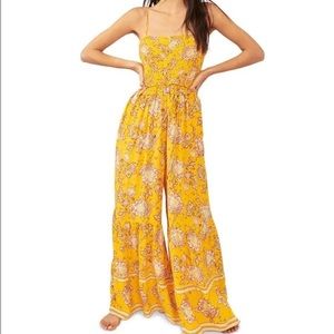 FP Little Of Your Love Jumpsuit in Marigold Combo Size Small NWOT